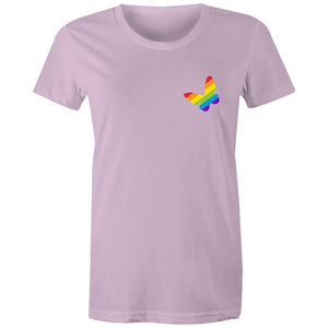 Women's Rainbow Butterfly Pocket T-shirt