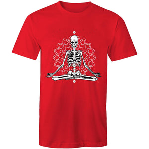 Men's Meditating Skeleton With Lotus Background T-shirt