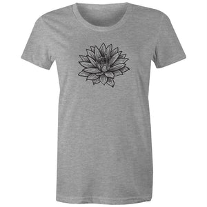Women's Black Lotus Print T-shirt