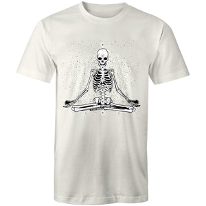 Men's Meditating Skeleton With Lotus Background T-shirt