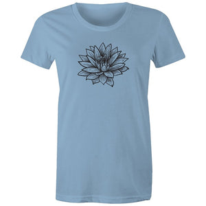 Women's Black Lotus Print T-shirt