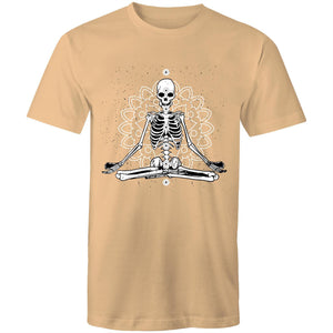 Men's Meditating Skeleton With Lotus Background T-shirt