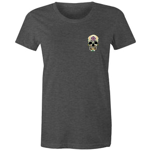Women's Flower Sugar Skull Pocket T-shirt