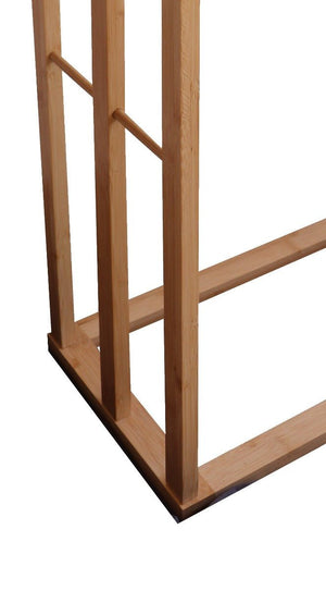 Bamboo & Metal Towel Bar Holder Rack - 3-Tier Freestanding