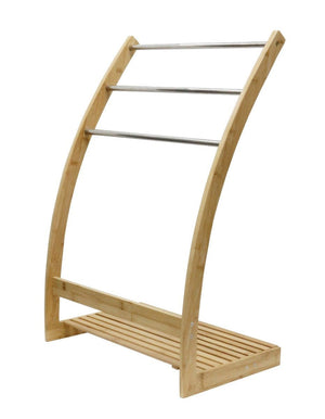 3-Tier Freestanding Bamboo Towel Bar / Drying Rack