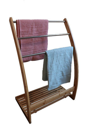3-Tier Freestanding Bamboo Towel Bar / Drying Rack