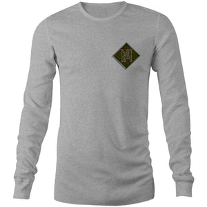 Men's Long Sleeve Green Marble Hippie House Pocket T-Shirt