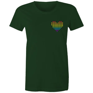 Women's Rainbow Heart Pocket T-shirt