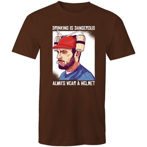 Men's Drinking Is Dangerous, Always Wear A Helmet T-shirt
