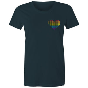 Women's Rainbow Heart Pocket T-shirt