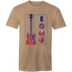 Men's Red Electric Guitar Diagram T-shirt