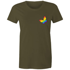 Women's Rainbow Butterfly Pocket T-shirt