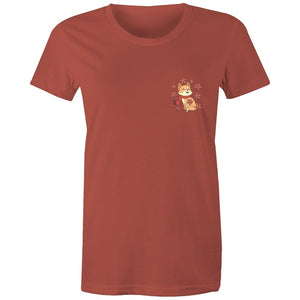 Women's Cute Spring Fox Pocket T-shirt