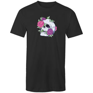 Men's Flowers Skull Cartoon Tall T-shirt