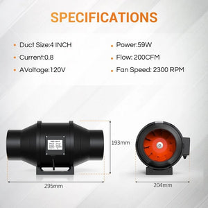 4 Inch Grow Tent Fan Combo