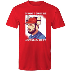 Men's Drinking Is Dangerous, Always Wear A Helmet T-shirt