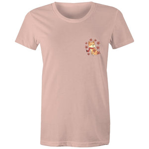 Women's Cute Spring Fox Pocket T-shirt