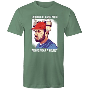 Men's Drinking Is Dangerous, Always Wear A Helmet T-shirt
