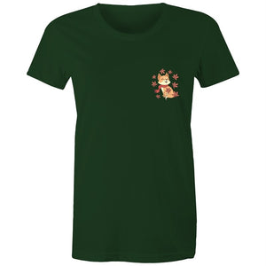 Women's Cute Spring Fox Pocket T-shirt