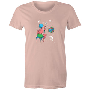 Women's Woman In Space Cartoon T-shirt
