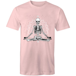Men's Meditating Skeleton With Lotus Background T-shirt