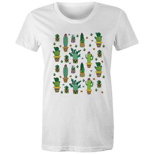 Women's Cactus Cartoon Print T-shirt