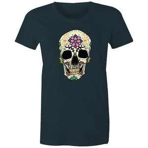 Women's Flower Sugar Skull T-shirt
