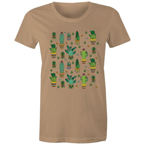 Women's Cactus Cartoon Print T-shirt