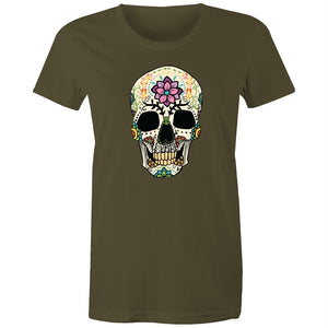 Women's Flower Sugar Skull T-shirt