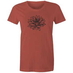 Women's Black Lotus Print T-shirt
