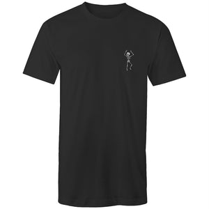 Men's Long Styled Dancing Skeleton Pocket T-shirt