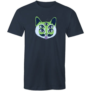 Men's Trippy Green Cat T-shirt