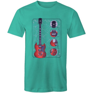 Men's Red Electric Guitar Diagram T-shirt