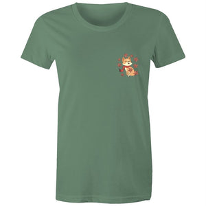 Women's Cute Spring Fox Pocket T-shirt