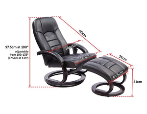 PU Leather Massage Chair Recliner Ottoman Lounge Remote