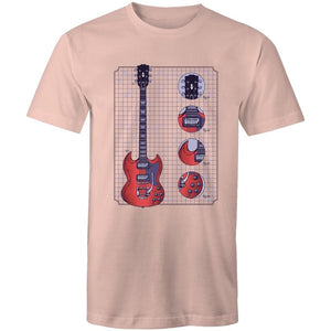 Men's Red Electric Guitar Diagram T-shirt