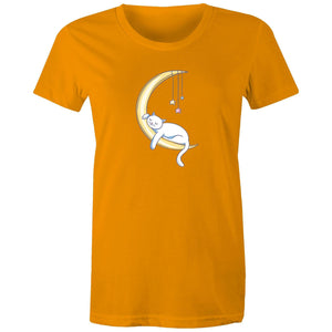 Women's Cat Sleeping on Moon T-shirt