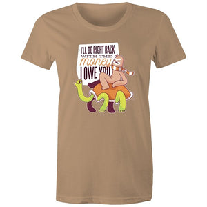 Women's Funny I'll Be Right Back With The Money T-shirt