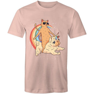 Men's Funny Cat Riding Unicorn T-shirt