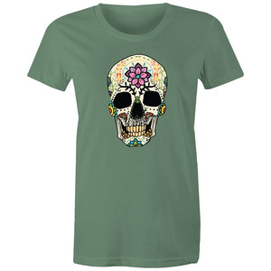 Women's Flower Sugar Skull T-shirt