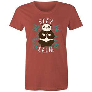 Women's Yoga Stay Calm Panda T-shirt