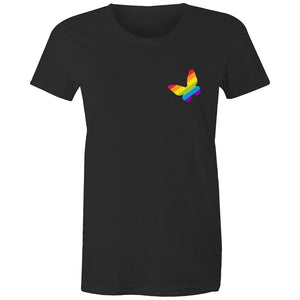 Women's Rainbow Butterfly Pocket T-shirt