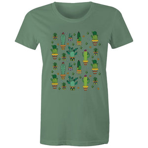 Women's Cactus Cartoon Print T-shirt