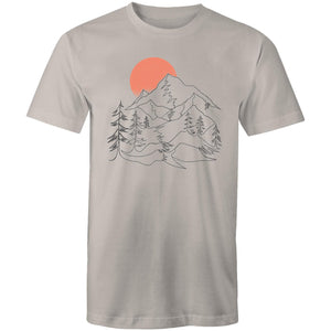 Men's Sunrise Mountain Line Art T-shirt