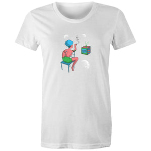 Women's Woman In Space Cartoon T-shirt