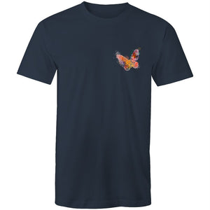Men's Watercoloured Butterfly Pocket Print Long T-shirt