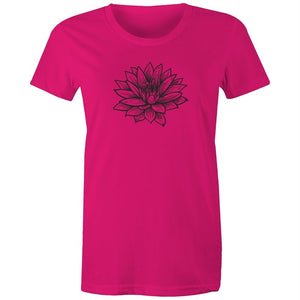 Women's Black Lotus Print T-shirt