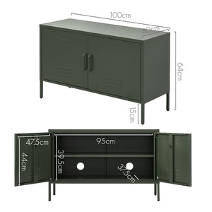 Green Metal Organizer Cabinet / Sideboard