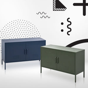 Green Metal Organizer Cabinet / Sideboard