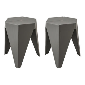 Grey Plastic Stacking Puzzle Stools - 2 Pack
